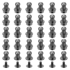 QUARKZMAN Pack of 30 5 mm Chicago Screws Round Head Button Leather Craft Rivets for DIY Leather Craft Decoration Handbag Shoes Belt Repair, Metallic Black
