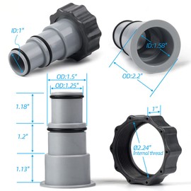 Pool Hose Adapter A with Collar for Intex Threaded Connection Pump, Converts 1.5 & 1.25-inch Hoses (2 Pack