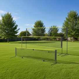 D0100HADN07 Badminton Volleyball Pickleball Tennis Net Set 14ft X 2.5ft Adjustable Metal Poles Kids Indoor Outdoor UseBall Net Size: 14 x 2.5 ft, Shank Diameter: 3/4 inch