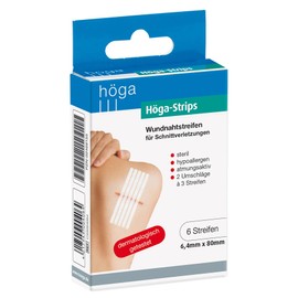 HÖGA Strips Wundnahtstreifen 6.4 x 80 mm/2 3 Strips Sterile, Hypoallergenic – Breathable, Wundnahtstreifen for Nicks & Cuts