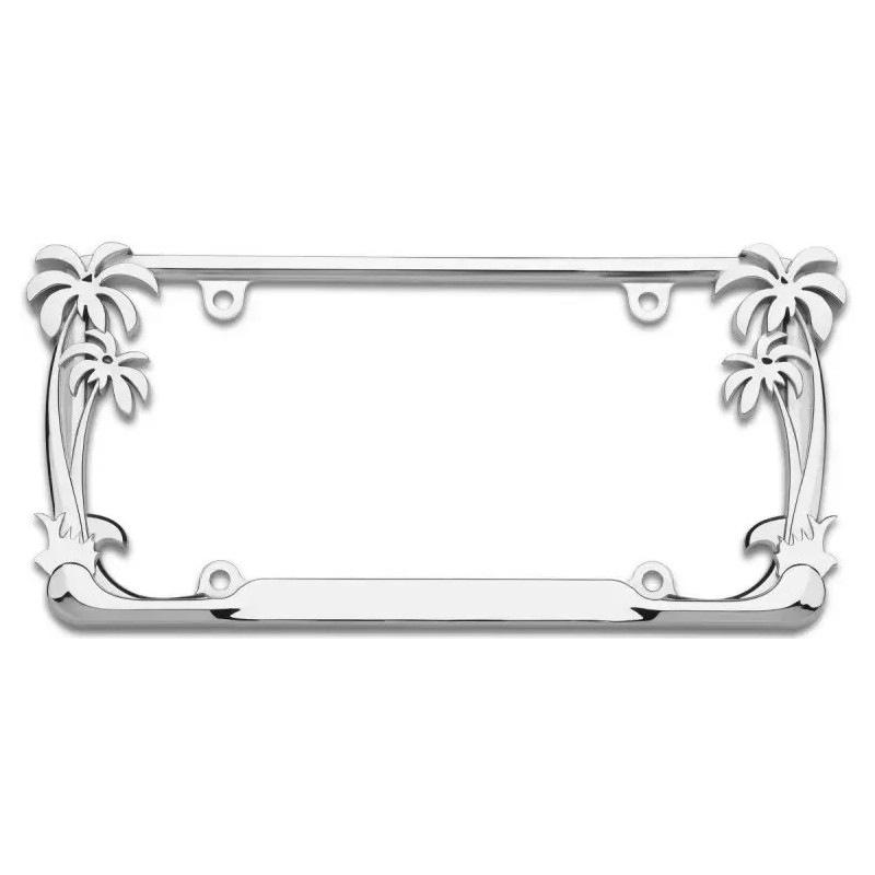 BLVD Tropical Palm Tree Chrome Polished License Plate Frame (2