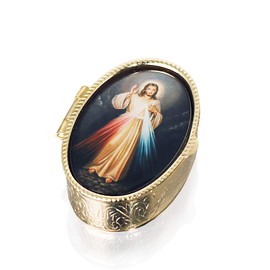 NKlaus 2778 Rosary Box Metal Case Oval 5 x 3 cm Jesus Holy Communion