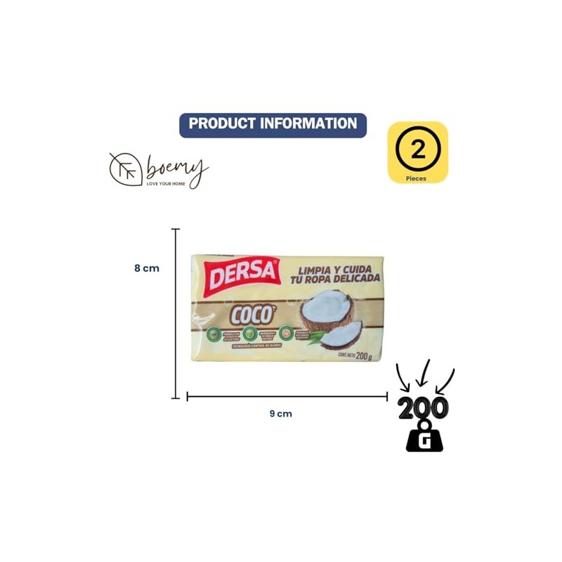Pack of 2 Dersa Coconut Soaps – 200 g each