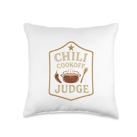 Chili Cookoff Judge Badge Retro Chili Pot Spoon Throw Pillow