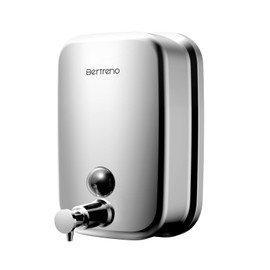 Bertreno Commercial Soap Dispenser Wall Mount Stainless Steel Soap Dispensers Liquid Manual Anti-Leak Pump Hand Soap Dispenser for Bathroom Kitchen Silver (17 fl.oz./500ml)