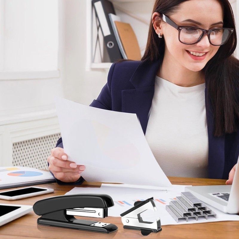 Black Stapler, Desktop Stapler, 25 Sheet Capacity, Includes 1000 Staples