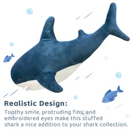 MorisMos Giant Shark Stuffed Animal Shark Plush Toys, Soft Plush Shark Hugging Pillow for Kids, 51 inch