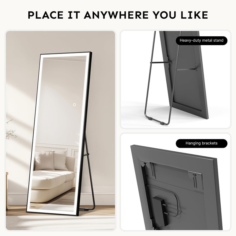 Kosmonia 56×18 LED Full Length Mirror with Lights - Wall