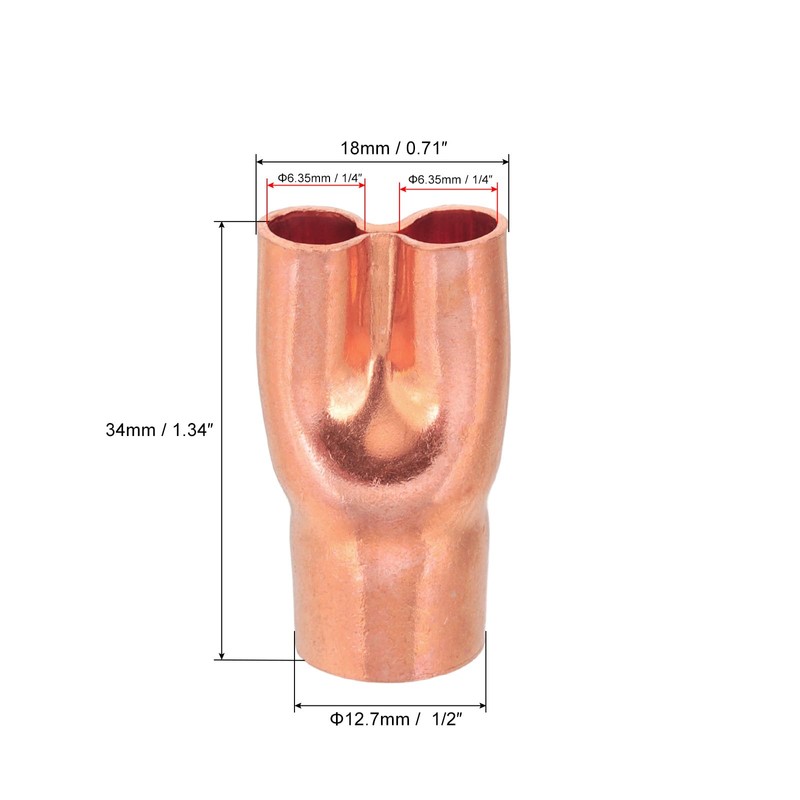 PATIKIL 1/2" x 1/4" x 1/4" ID Tee Tee Y