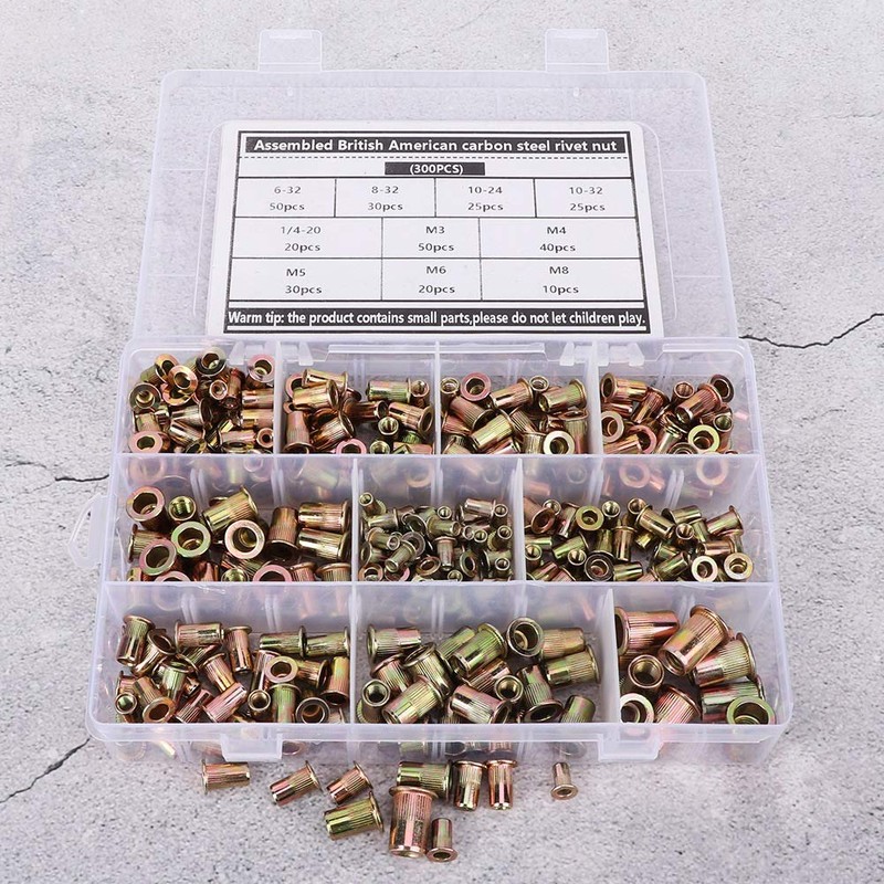 Homimor 300 Tuercas De Remache, Juego De Acero Al Carbono