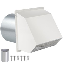 10" Hooded Wall Vent with Screen and Damper,Outside Exhaust Dryer Vent Cover for House,Exterior Wall Vent Cover External Extractor Outdoor Wall Exhaust Vent Cover for Kitchen Range Hood Dryer,White