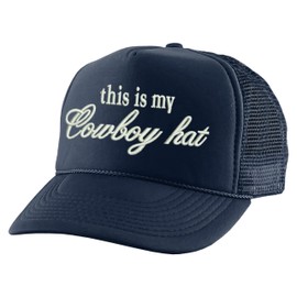 ALLNTRENDS This is My Cowboy Hat Embroidered Trucker Hat Funny Western Snapback Cap (Navy Blue)