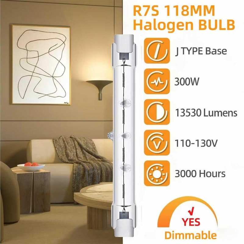 MISDOOD R7S J118mm T3 Halogen Light Bulbs, 120V 300W Type