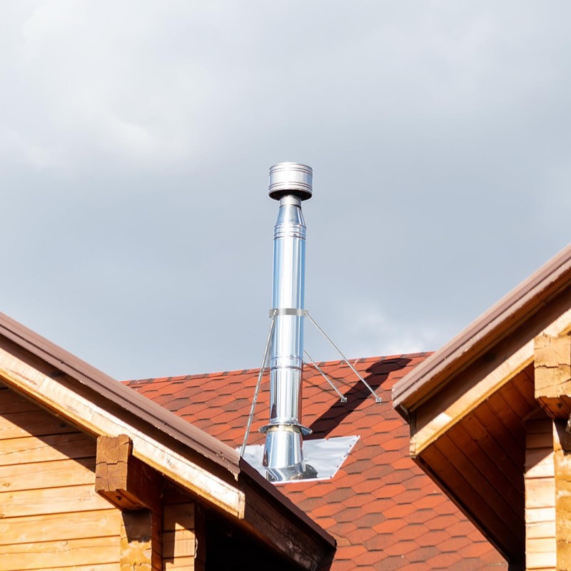 Adjustable Stainless Steel Chimney Roof Support Bracket Kit,6 Inch Extended