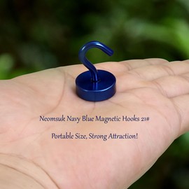 Neosmuk Magnetic Hooks, Cruise Ship Essentials, 40lb+ Heavy Duty Magnetic Hooks for Cruise Cabins, Refrigerator, Grill, Hanging, and Travel | Extra Strong Must-Haves Magnet Hook,Navyblue,Pack of 20