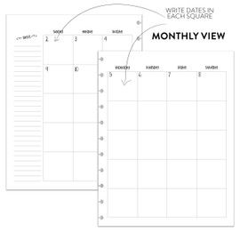 BetterNote Vertical Undated Calendar Refill Pages for Discbound Notebooks like Happy Planner, Levenger Circa, Staples Arc, TUL, InkWell Press, Talia (Whimsy- 6 Months, 11-Disc, 8.5"x11")