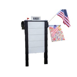 Custom Design Products Mailbox Protector - Pre-Assembled, No Dig, Keep Safe from Snowplow, Made in USA (Black Trim with White Panel)