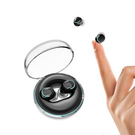 Xmenha Low Profile Wireless Mini Bluetooth Invisible Earbuds for Small Ears Discreet Tiny Smallest Small Hidden Earbuds for Work Small Ear Canals Ear Buds Mini Bluetooth Spy Earpiece Black