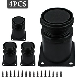 Seimneire 4Pcs 2 Inch / 50mm Adjustable Furniture Legs Stainless Steel Feet, Heavy Duty Table Legs Metal Sofa Legs, Black Desk Legs Dresser Feet for Chair Couch Cabinet (2 Inch Dia Round)