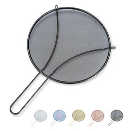 Evanda Black Splatter Screen for Cooking, Stainless Steel 9.8" Fine Mesh for Frying Pan, Grease Guard for Pan to Stop Hot Oil Splatter, Protect the Skin From Burns, Safe Cooking Lid
