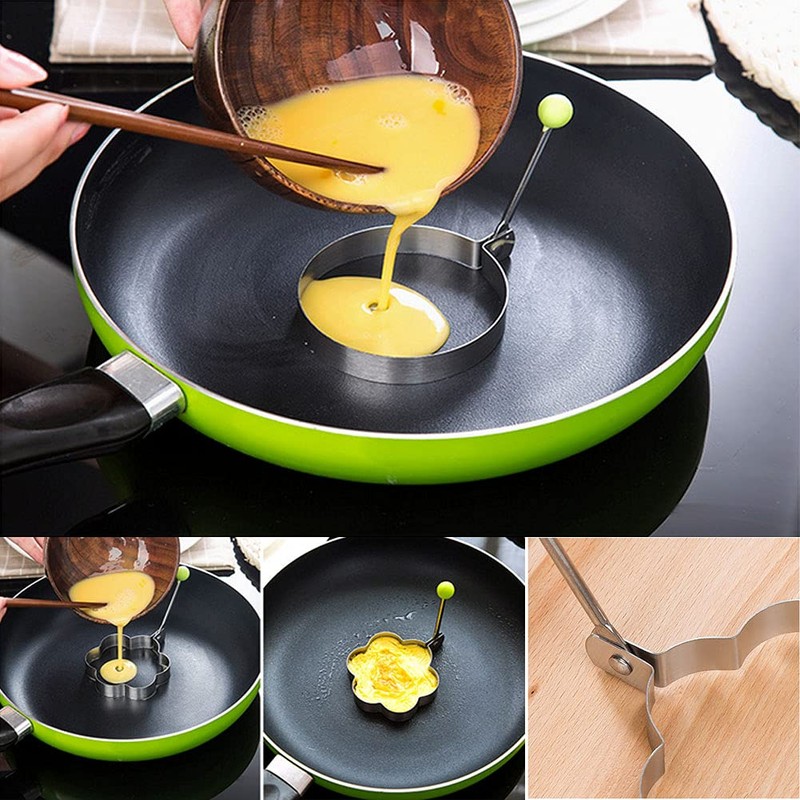 5 x Stainless Steel Fried Egg Moulds, Non-Stick Egg Rings,