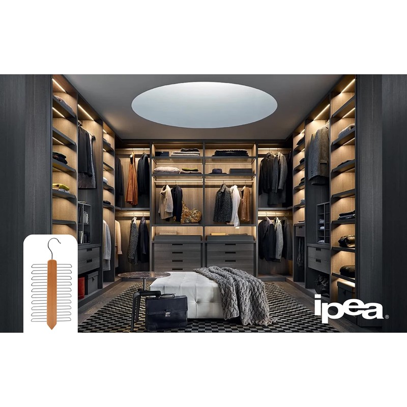 IPEA Elegant Wooden Tie Holder with 20 Bars - Minimal