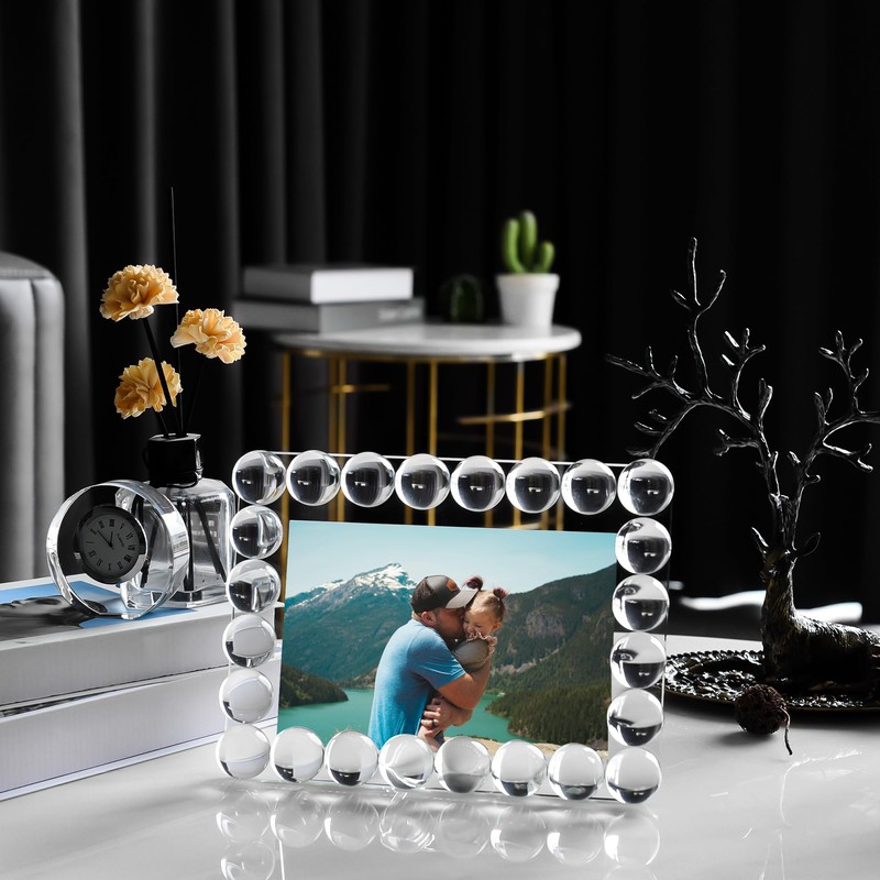 DONOUCLS Crystal 5x7Inch Picture Frame, Wedding Frame Tabletop Display, Display