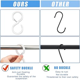 Hanging Hooks, XURJUMI 12 Pieces Anti-Drop Hangers, Hanging Hooks for Clothes Rail, S-shaped Hooks for Kitchen, Bathroom, Bedroom, Office, Garden