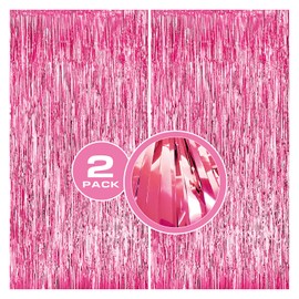 2pcs tinsel backdrop Pink Backdrop Curtain party streamers decorations Pink birthday decorations 3.3ft x 6.6ft Pink bachelorette decoration Pink backdrop for parties