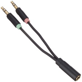 エレコム(ELECOM) オーディオ変換ケーブル (4極メス- 3極オス,×2) 3.5mm【マイク付きイヤホンをPCで使用するための変換ケーブル】 AV-35AD01BK