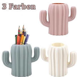 FDDU Pencil Container Organiser, Pack of 3 Containers for Pens, Cactus Desktop Organiser, Pencil Container Organiser, Pen Holder Desktop for Desk, Office Supplies, Office, Washbasin