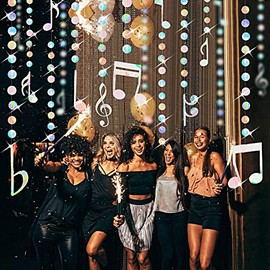 10 Strings Iridescent Music Note Ornaments Tiktok Party Decorations Birthday Wedding Bridal Shower Party Wall Ceiling Window Decor