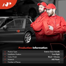 A-premium - Manija de Puerta Exterior del Lado del Pasajero Delantero Derecho con Ojo de Cerradura Compatible con Honda Civic 1996 1997 1998 1999 2000, Sedán, Carcasa Negra con Palanca Cromada