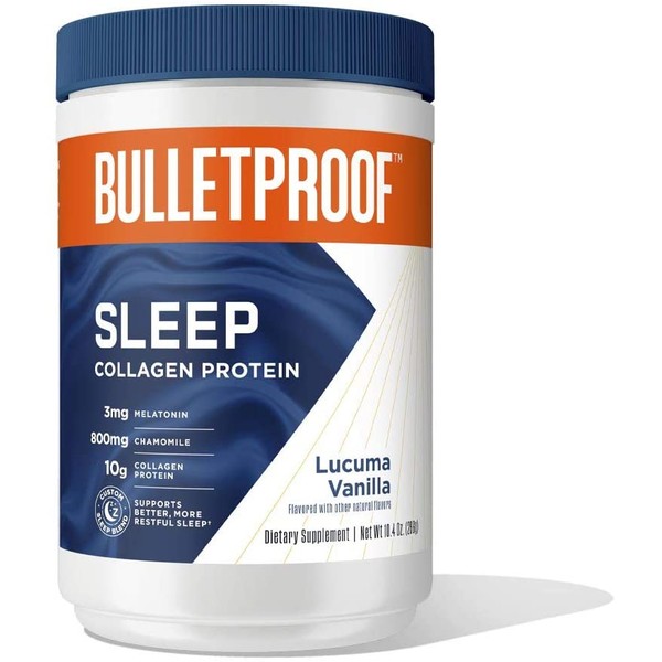 Vanilla Sleep Collagen Protein Powder, 3mg Melatonin with Magnesium, Chamomile, 10g Protein, 10.4 Oz, Bulletproof Keto Supplement for Better Sleep and Amino Acids for Healthy Skin, Bones and Joints