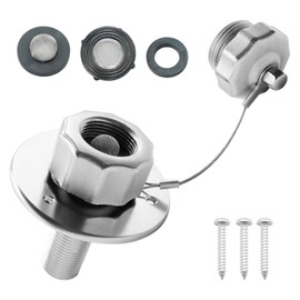 All Metal RV City Water Inlet, RV Fresh Water Inlet with Check Valve, RV City Water Fill Inlet with 3 Inch Flange Thread Diameter, RV Water Inlet Replacement for Trailer Boat