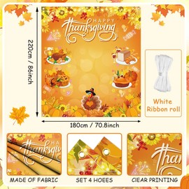 AIBIIN Happy Thanksgiving Photo Backdrop Decorations Large Thanksgiving Backdrop for Photo Booth Props Fall Pumpkin Friendsgiving Thanksgiving Party Photo Backdrop Decorations for Photography