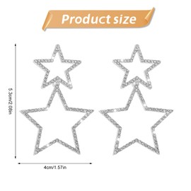 Star Earrings Girls, Large Star Rhinestone Dangle Stud Earrings, Shiny Rhinestone Star Drop Earrings, Large Star Earrings, Hollow Star Crystal Earrings for Women, Alloys