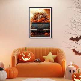 Genius maker Fall Pumpkins Diamond Painting Kits for Adults, Truck 5D Diamond Art Kits for Beginners DIY Full Drill Gem Art, Autumn Diamonds Painting Pictures DIY Crafts Kit for Wall Decor 12x12inch