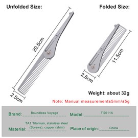 Boundless Voyage Falten Taschenkamm für Männer Taschenkamm für Bartpflege, Haar Styling für Schnurrbart Pflege Compact Flip Comb, tragbare Herren EDC Zubehör (ti9011A)