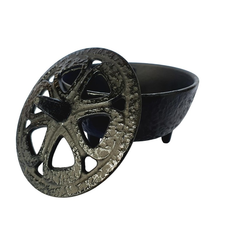 Cast Iron incense, charcoal and resin burner with Lotus flower