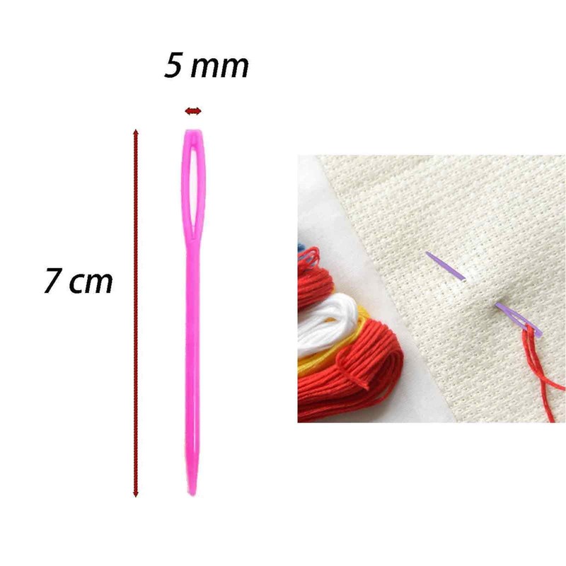 Plastic Sewing Needles 100 Pcs Large Eye Colorful Hand Sewing