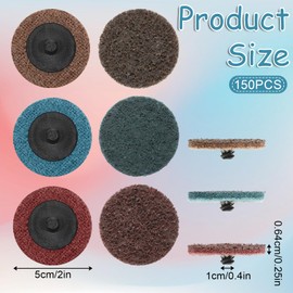 150 Pcs 2 Inch Sanding Discs Quick Change Surface Conditioning Discs Medium Grit for Die Grinders Surface Stripping Grinding Polishing Burr Finishing Rust Paint Removal
