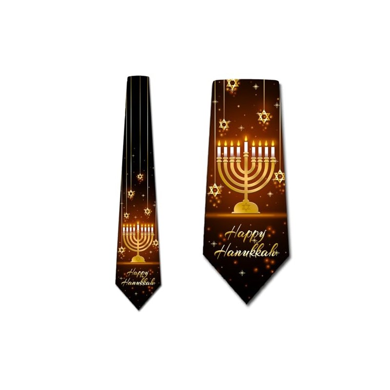 Three Rooker Menorah Ties Mens Jewish Necktie Hanukkah Tie for