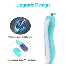 Lima de Uñas Bebe,Cuidado de Uñas del Bebé Kit,Pulidor de Uñas para Bebés Cortaúñas Versátiles con Luz LED,Cuidado de Uñas de Manos y Pies (Azul)