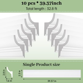 10-Pack 39.37″(Total 32.8 Ft) White Ceiling Crown Molding Trim