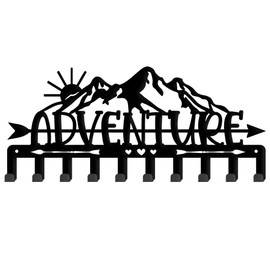 SUPERDANT Mountain Sunrise Metal Key Holder Adventure Decorative 10 Hooks Key Rack Organizer Wall Mounted Rack Hooks Mountain Kitchen Decor Key Hanger Dog Leash Hanger for Wall Front Door