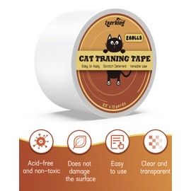 Cat Scratch Tape 2 Rolls - Clear Double Sided Furniture Protector Tape - 2.5in15 Yards