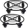 KvyusFlourish 2 Packs Large Metal Plant Caddy with Wheels 13.6"