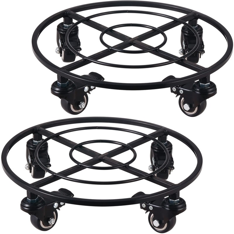 KvyusFlourish 2 Packs Large Metal Plant Caddy with Wheels 13.6"