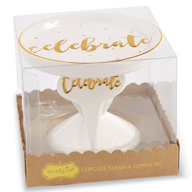 Mud Pie Cupcake Stand and Topper Set, Celebrate